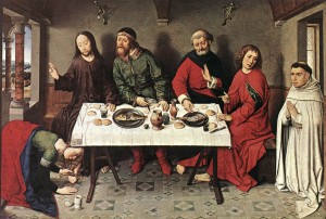 Dirk Bouts, painting, Christ in the House of Simon, 1440s. Staatliche Museen, Berlin.