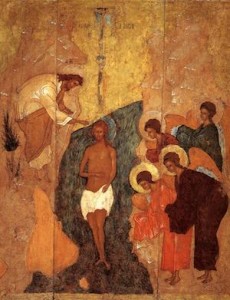 The baptism of Jesus, Russian icon, 1430-1440; the Russian Museum, St. Petersburg.