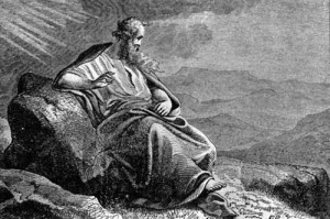 Moses, in old age, sees the Promised Land from Mount Pisgah.