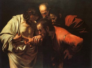 The Incredulity of St. Thomas, Caravaggio, 1602.