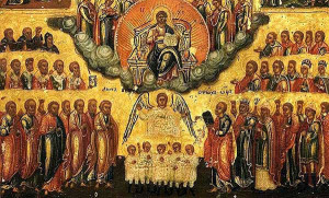 Ancient All Saints painting from the Romanian Orthodox church.