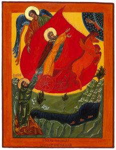 Elijah's fiery ascent. Russian Orthodox icon.