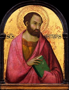 Saint Matthias from the workshop of Simone Martini, Siena, Italy, c. 1284 – 1344.