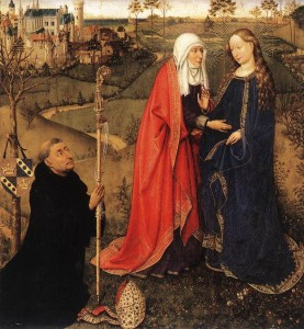 "Visitation", from Altarpiece of the Virgin (St Vaast Altarpiece) by Jacques Daret