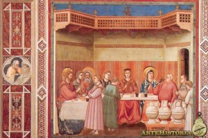 The Wedding Feast at Cana. Fresco by Giotto di Bondone 1302-05, Museum of the Scrovegni Chapel, Padua, Italy.