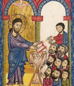 Jesus teaching in the synagogue.