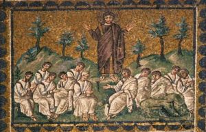Sermon On The Mount, 6th-century mosaic, Basilica of Sant'Apollinare Nuovo, Ravenna, Italy.