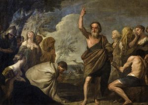 Jonah preaching to the people of Nineveh 