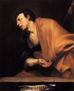 Apostle St Thomas (c.1830), oil painting on canvas by Jusepe Martínez (1600-1682). Museum of Fine Arts, Budapest. 
